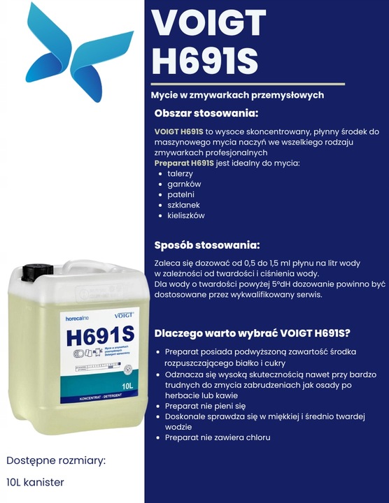 Voigt D691S/H691S Mycie w zmywarkach przemysłowych 10L