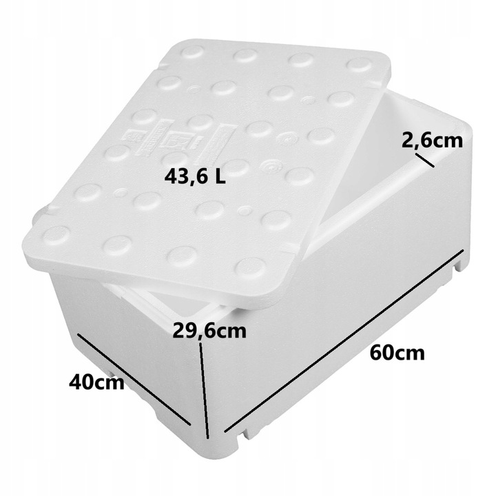FB250 styrobox termobox fishbox 60x40x30cm do transportu żywności atest