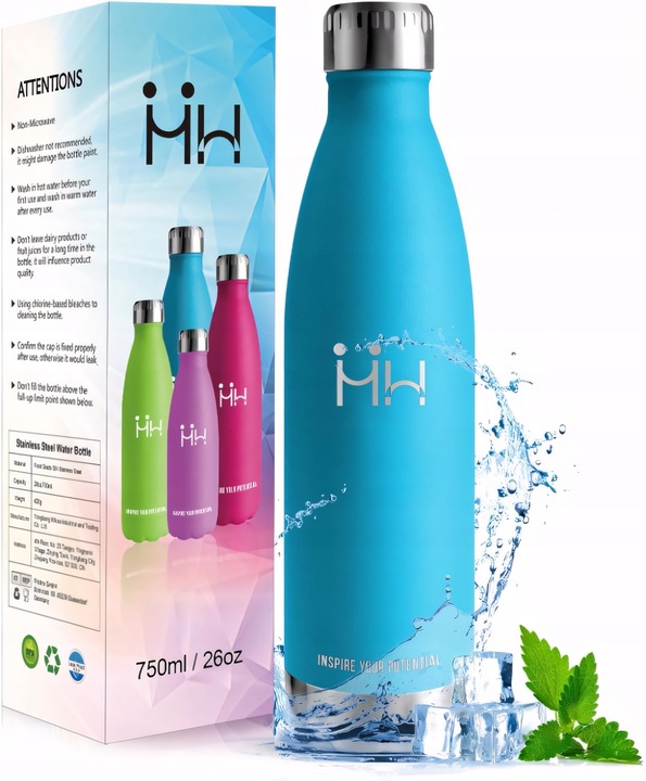 Kubek Termiczny Termos na Kawę Herbatę ze Stali Nierdzewnej Niebieska 750ml