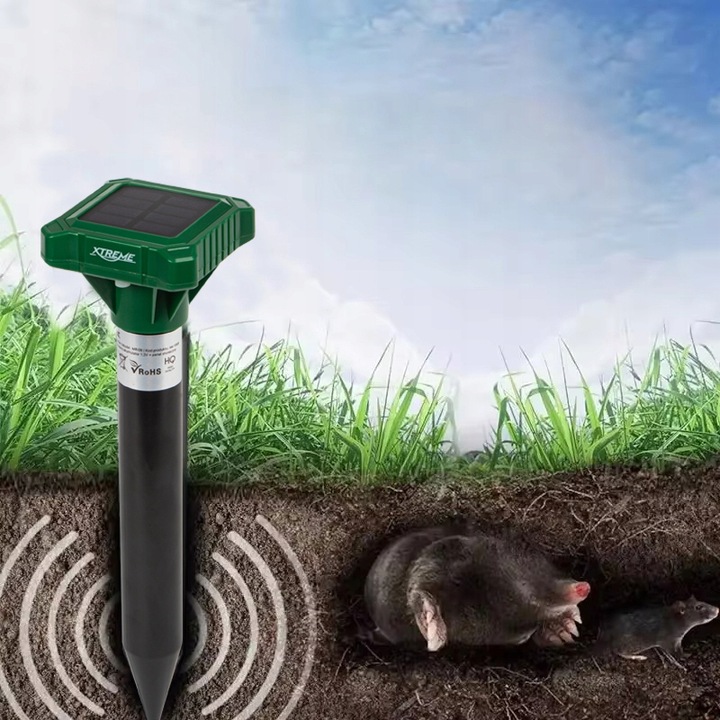 SOLARNY ODSTRASZACZ KRETÓW MOCNY NA GRYZONIE IP65 DO 560m 50-60dB 2SZT.