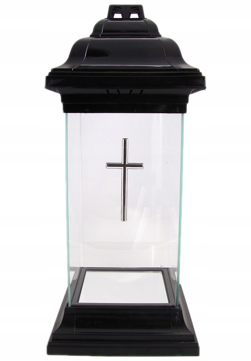 Duży znicz szklany kapliczka lampion z krzyżem