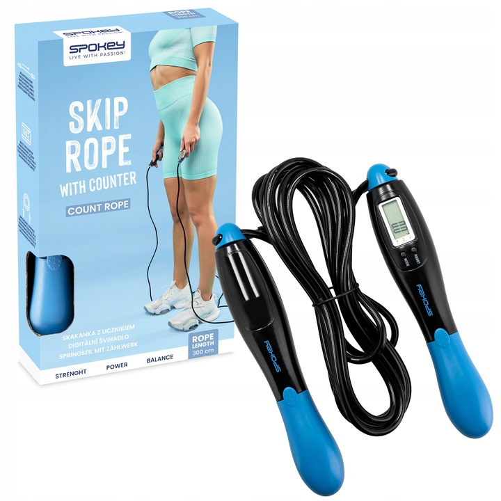 Skakanka z licznikiem skoków i kalorii COUNT ROPE z regulowaną linką SPOKEY