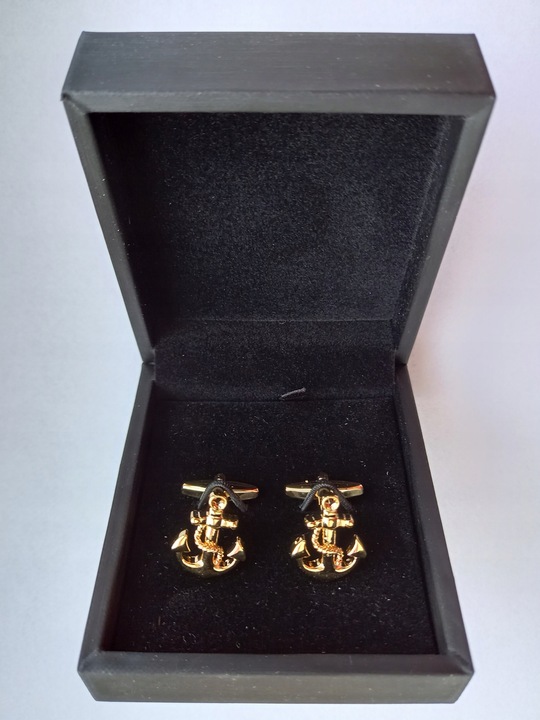 Złote spinki do koszul Kotwice Marine dla Żeglarza