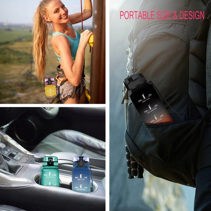 Butelka Bidon na Wodę Miarka Motywacyjna 1L TRITAN 1000ml + sitko na owoce