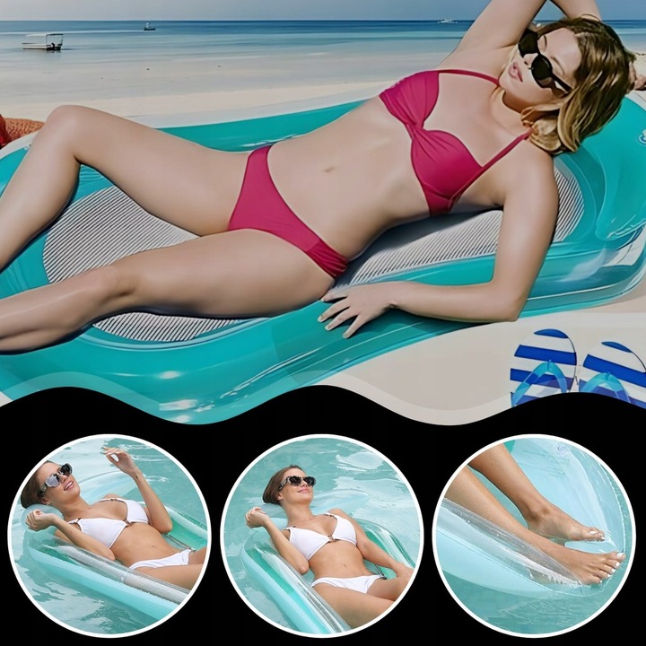 MATERAC DMUCHANY DO PŁYWANIA PONTON PŁYWAJĄCY DO BASENU NAD WODĘ 160X75 cm