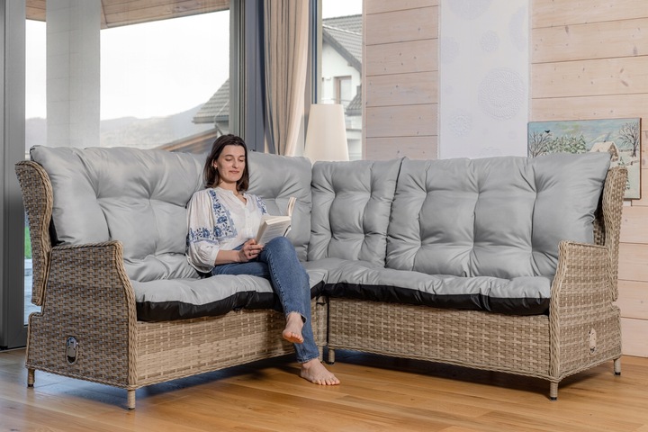 Duża PODUSZKA OGRODOWA na meble poduszka NA HUŚTAWKĘ ŁAWKĘ 180x60x50 szara