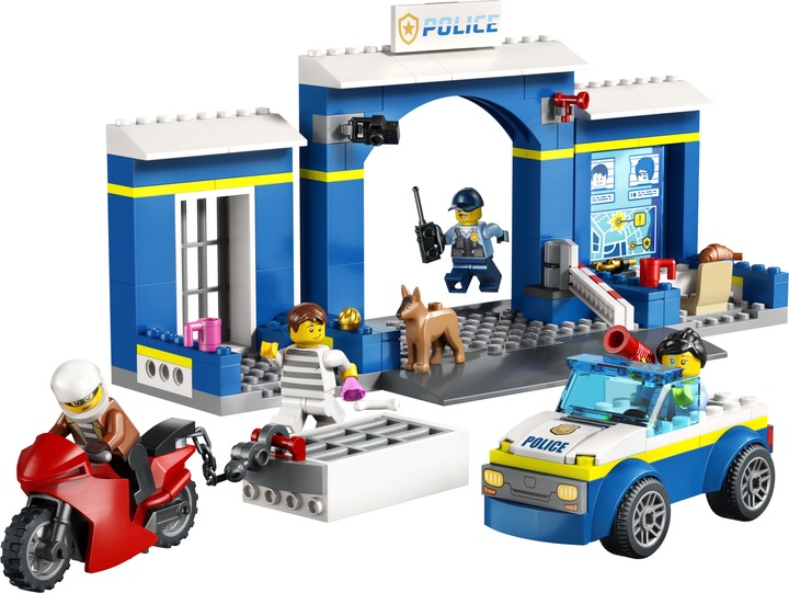 LEGO City Policja Posterunek Radiowóz Motor + Remiza Strażacka Łatwe Klocki