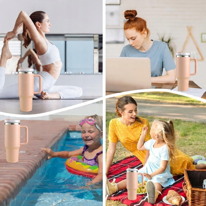 DUŻY KUBEK TERMICZNY ZE SŁOMKĄ TERMOS DO SAMOCHODU NA WODE 1200ML