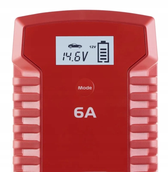 MOCNY PROSTOWNIK DO AKUMULATORÓW SAMOCHODOWY AUTOMATYCZNY ŻEL LCD 6A 6V 12V
