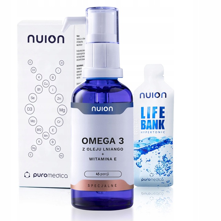 OMEGA 3 W PŁYNIE olej lniany i witamina E Suplement Diety NUION 50ml