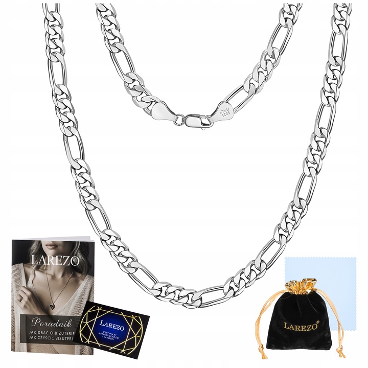 Łańcuszek Srebrny Męski Splot Figaro 60 cm Pełny Mocny Włoski Łańcuch 4 mm