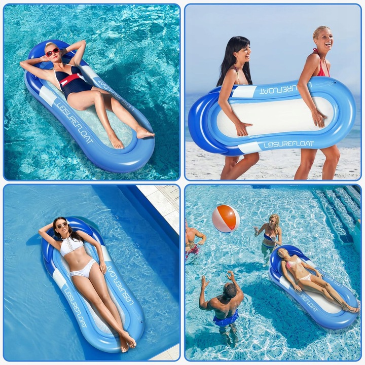 Materac Do Pływania Z Siatką I Zagłowkiem Leżak Fotel Wodny Siatka Dmuchany