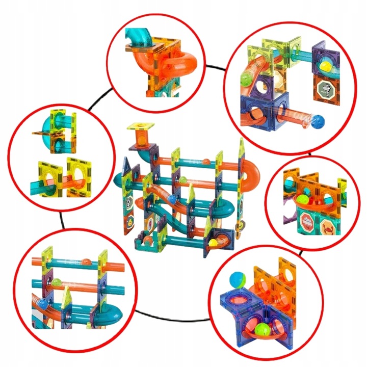 Klocki magnetyczne LABIRYNT TOR KULKOWY 96 el.