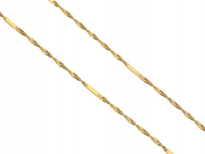 Złoty łańcuszek 585 SPLOT SINGAPUR Z BLASZKAMI 1g modny splot na prezent