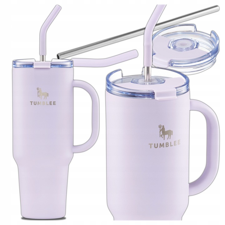 KUBEK TERMICZNY ZE SŁOMKĄ TERMOS Z UCHWYTEM NA HERBATĘ KAWĘ SZCZELNY 1200ML