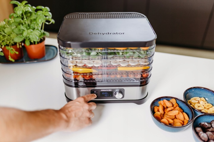 Suszarka do Grzybów Owoców Warzyw ZIÓŁ TERMOOBIEG 450W Zegar PRIMAVEO PL