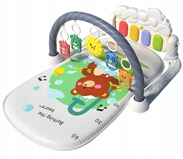 Mata Edukacyjna Interaktywna 3w1 z Pianinkiem Grzechotki dla Niemowląt 0+