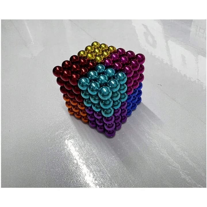 TĘCZA KULKI MAGNETYCZNE CUBE 8 KOLORÓW KULA GADŻET ANTYSTRESOWY 5MM 216 SZT