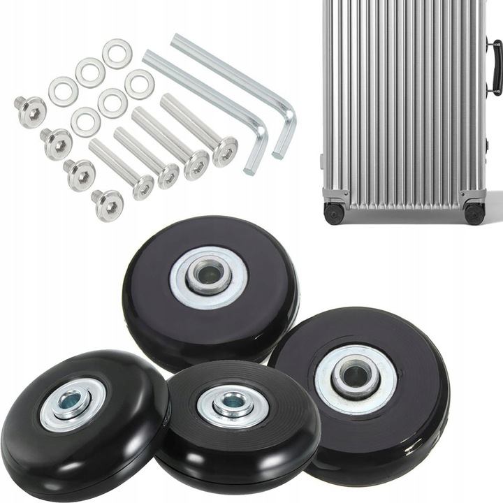 UNIWERSALNE KÓŁKA ZAPASOWE DO WALIZEK BAGAŻOWYCH Z METALOWYMI OSIAMI 4 SZT