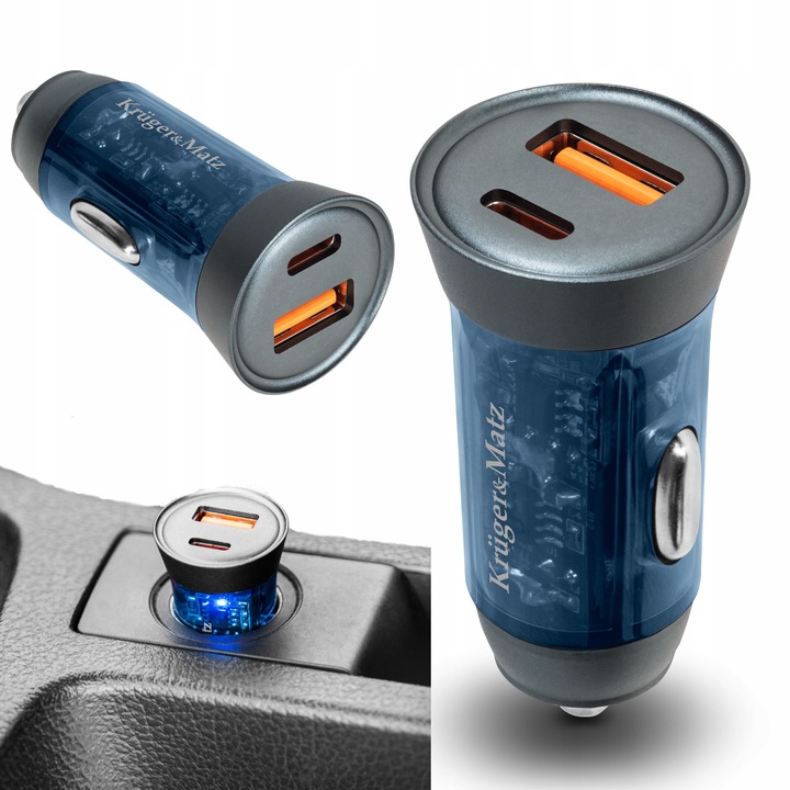 Szybka ładowarka samochodowa 30W USB C do zapalniczki 12-24V QC PD mocna