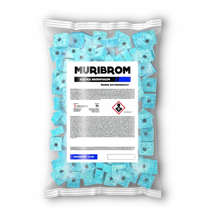 KOSTKA WOSKOWA SILNA TRUCIZNA NA MYSZY I SZCZURY MURIBROM BRODIFAKUM 1,5 KG