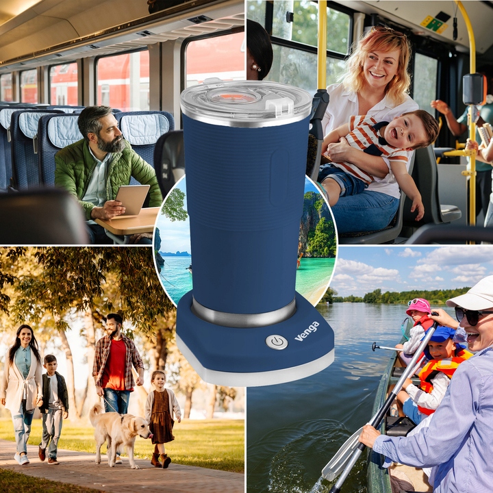 KUBEK TERMICZNY ZE WSKAŹNIKIEM TEMPERATURY 380ml PODRÓŻNY DO AUTA PODGRZEWA