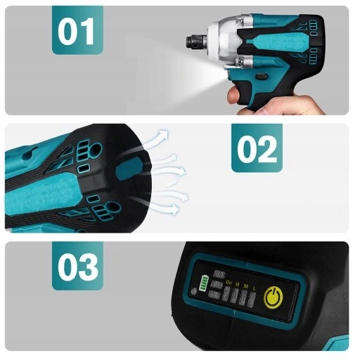 AKUMULATOROWY KLUCZ UDAROWY BEZSZCZOTKOWY 650Nm 1280W + 3x BATERIA 18V