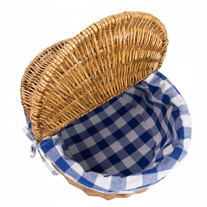 KOSZYK PIKNIKOWY WIKLINOWY KOSZ NA PIKNIK DUŻY MOCNY BEŻOWY Z RĄCZKĄ