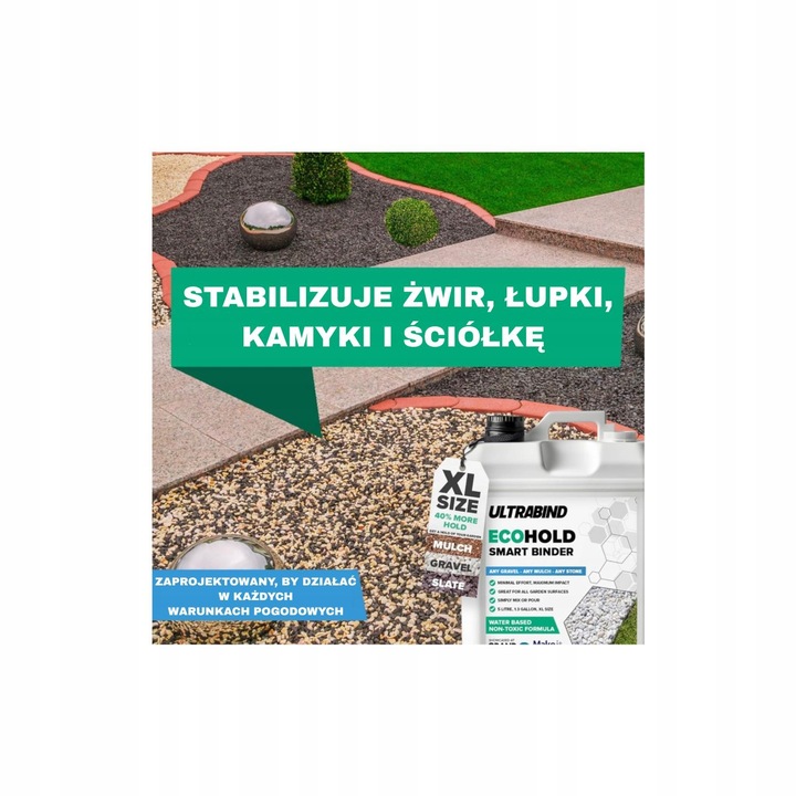 ECOHOLD 5L SPOIWO, KLEJ DO KAMIENIA ŻWIRU KORY ŚCIÓŁKI NA ŚCIEŻKI I RABATY
