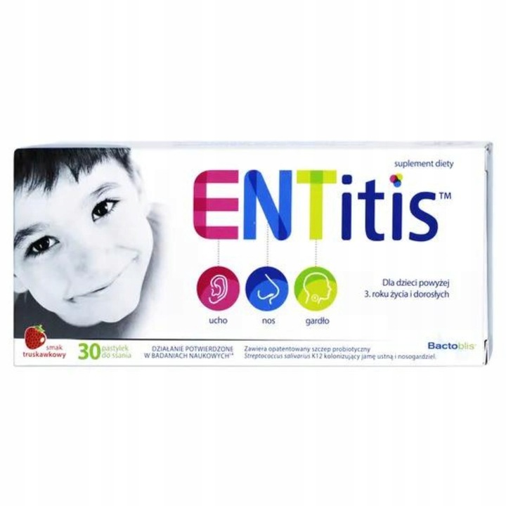 ENTitis Smak truskawkowy 30 pastylek