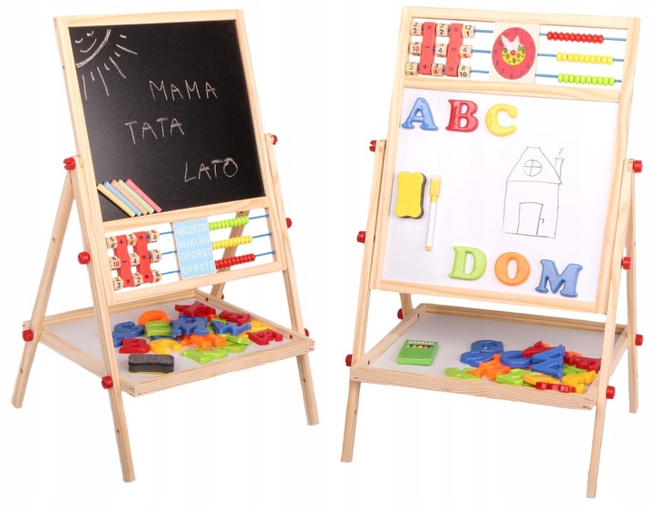 DWUSTRONA TABLICA KREDOWA MAGNETYCZNA DO RYSOWANIA ŚCIERALNA DLA DZIECI