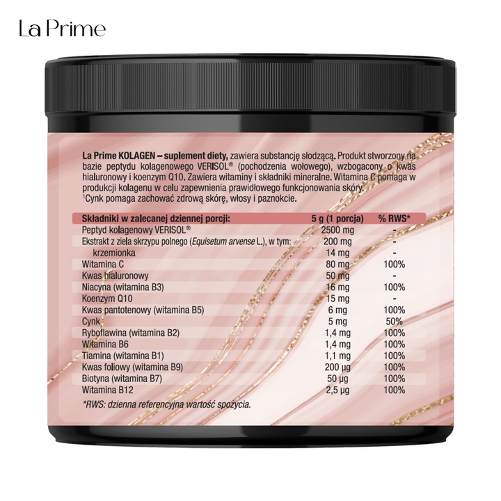 KOLAGEN COLLAGEN LA PRIME W PROSZKU Wołowy Do Picia Skóra Włosy Paznokcie