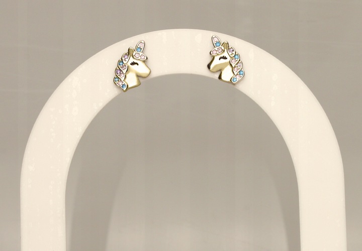 Srebrne kolczyki jednorożce dla dziewczynki srebro pozłacane sztyfty