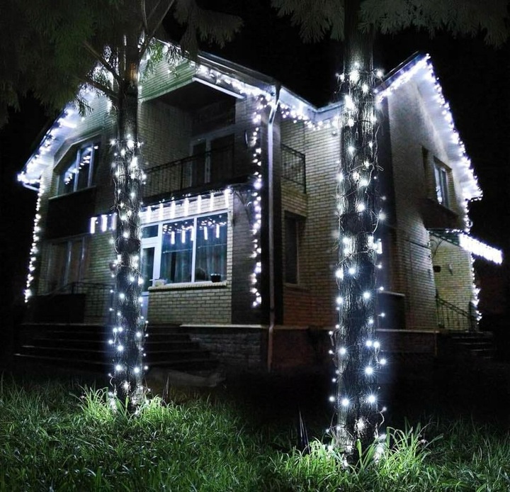 LAMPKI CHOINKOWE 200 LED FLASH ZEWNĘTRZNE WEWNĘTRZNE ŚWIĄTECZNE BIAŁY ZIMNY