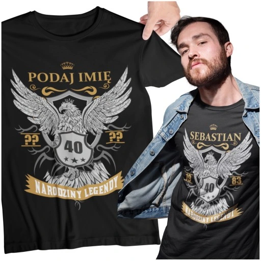 PREZENT NA URODZINY 16-99 DOWOLNY ROK + IMIĘ ORYGINALNA Koszulka Orzeł
