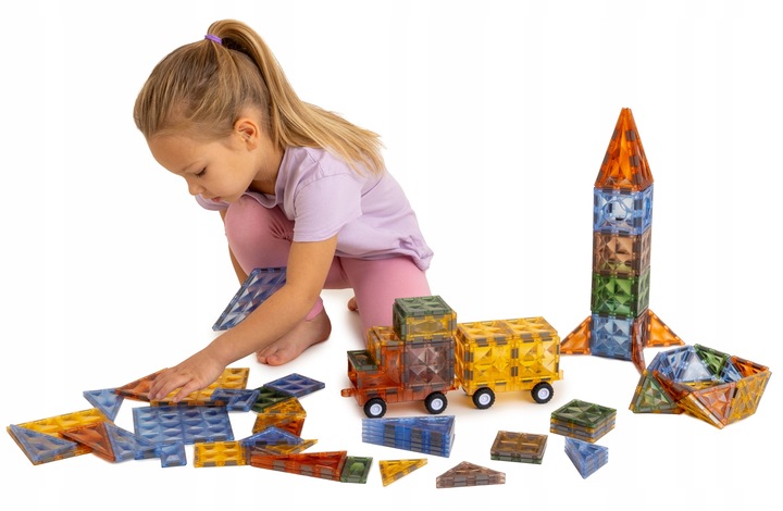 Klocki magnetyczne konstrukcyjne MEGA ZESTAW 100 el. DUŻE Magnetic Blocks