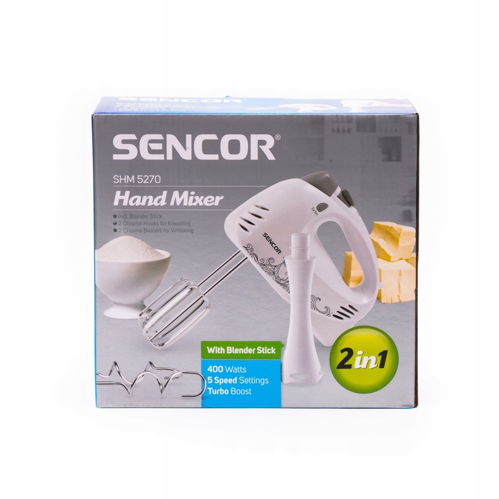 Lekki mikser ręczny blender CICHY 400W TURBO 5 pręd Sencor SHM 5270-EUE3
