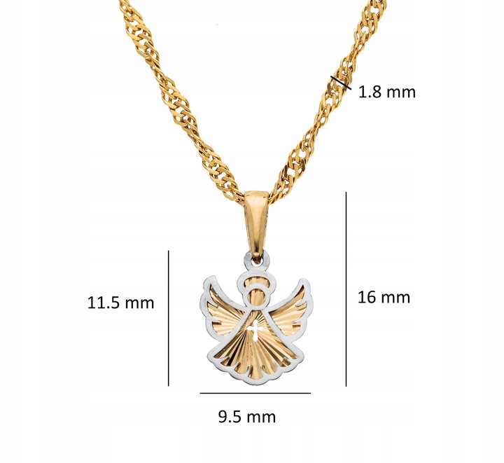 Złoty aniołek 333 łańcuszek gratis grawer Chrzest