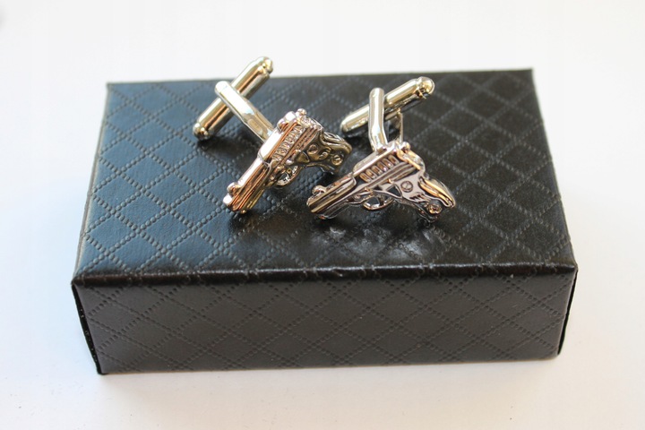 Spinki do mankietów EXC Pistolet Srebrny Stalowy