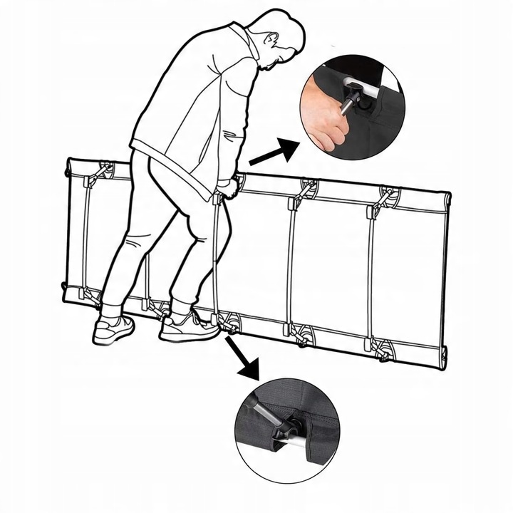 ŁÓŻKO TURYSTYCZNE POLOWE LEŻAK SKŁADANE DUŻE WYGODNE Z TORBĄ - LEKKIE