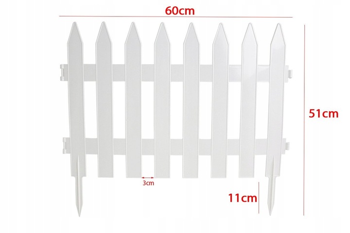 Płotek Ogrodowy Biały 3,5m Palisada Płot Krawężnik Plastik ZESTAW Ozdobny