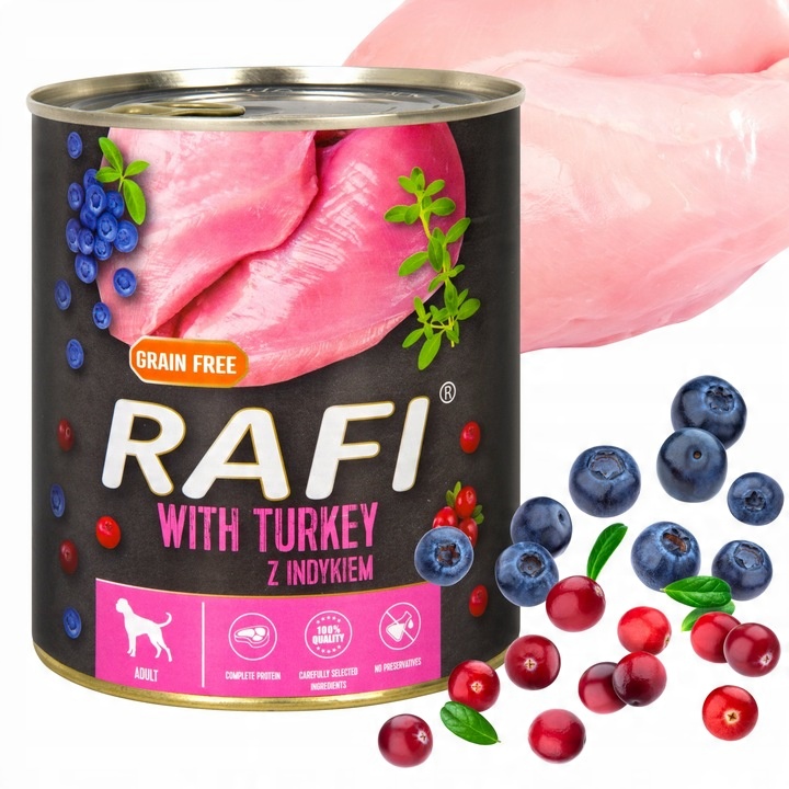 Karma mokra dla psa Dolina Noteci RAFI PREMIUM MIX smaków 24x800g