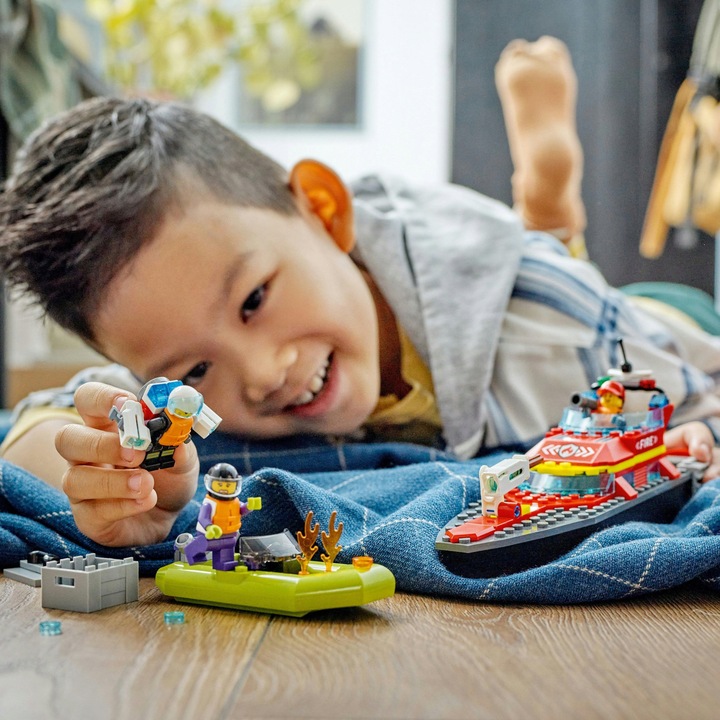 LEGO CITY ŁÓDŹ STRAŻACKA ZESTAW 60373 KLOCKI PREZENT STATEK MOTORÓWKA POMÓC