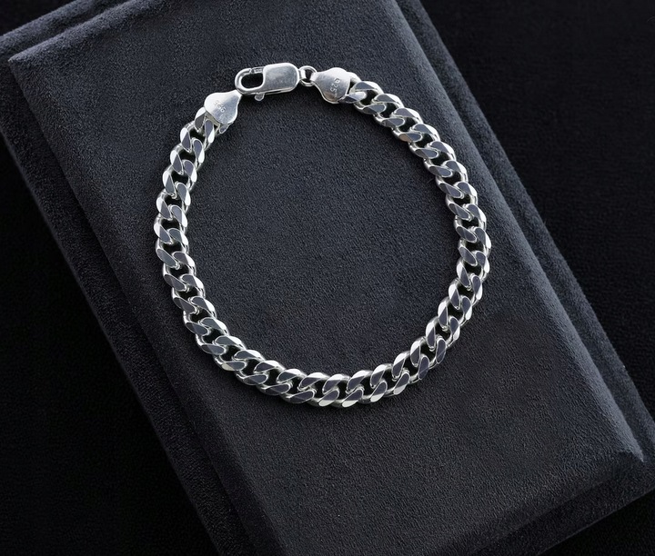 SREBRNA BRANSOLETKA PANCERKA DIAMENTOWANA MĘSKA 5mm SREBRO PRÓBA 925