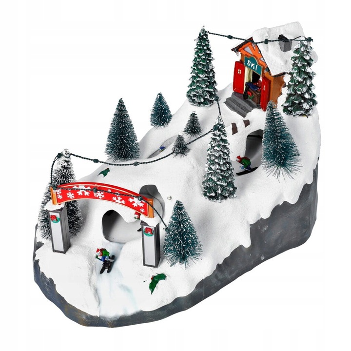 Świąteczna wioska ze stokiem narciarskim 25,5cm