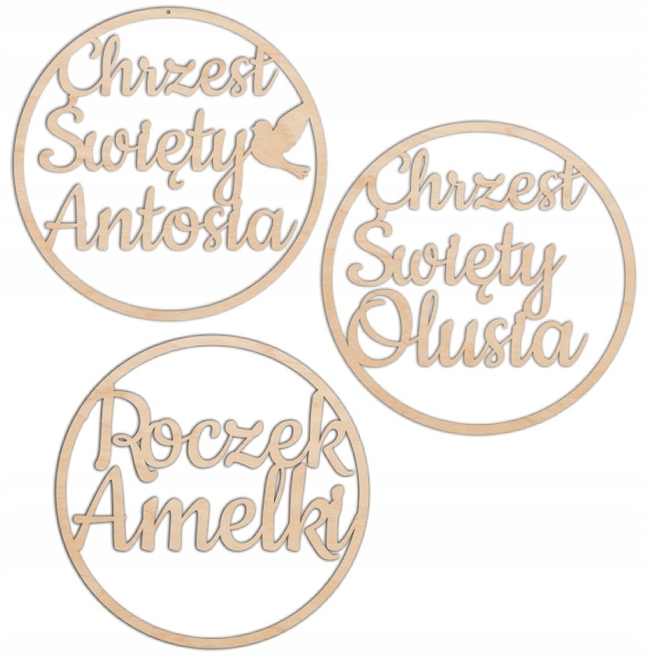 TWÓJ NAPIS w kole obręczy I KOMUNIA ŚWIĘTA CHRZEST ROCZEK URODZINY ŚLUB 60