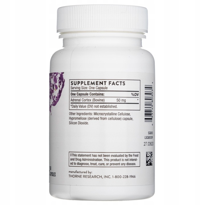 THORNE RESEARCH Adrenal Cortex - Kora Nadnerczy (60 kaps.)