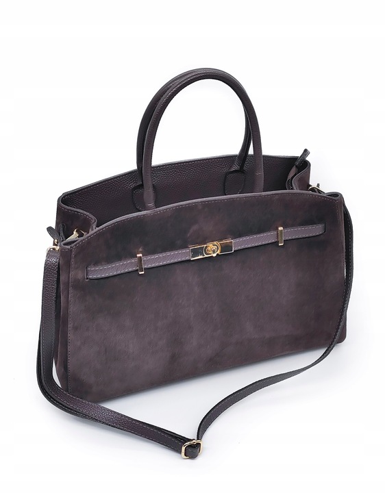 Torebka skóra zamszowa czekoladowa VeraPelle