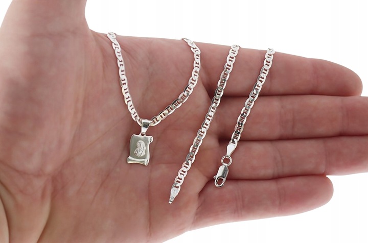 SREBRNY PEŁNY ŁAŃCUSZEK MĘSKI GUCCI Z ZAWIESZKĄ PR. 925 + GRAWER GRATIS