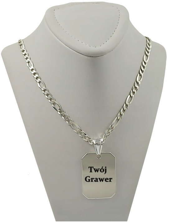 SREBRNY PEŁNY ŁAŃCUSZEK MĘSKI FIGARO NIEŚMIERTELNIK PR. 925 + GRAWER GRATIS